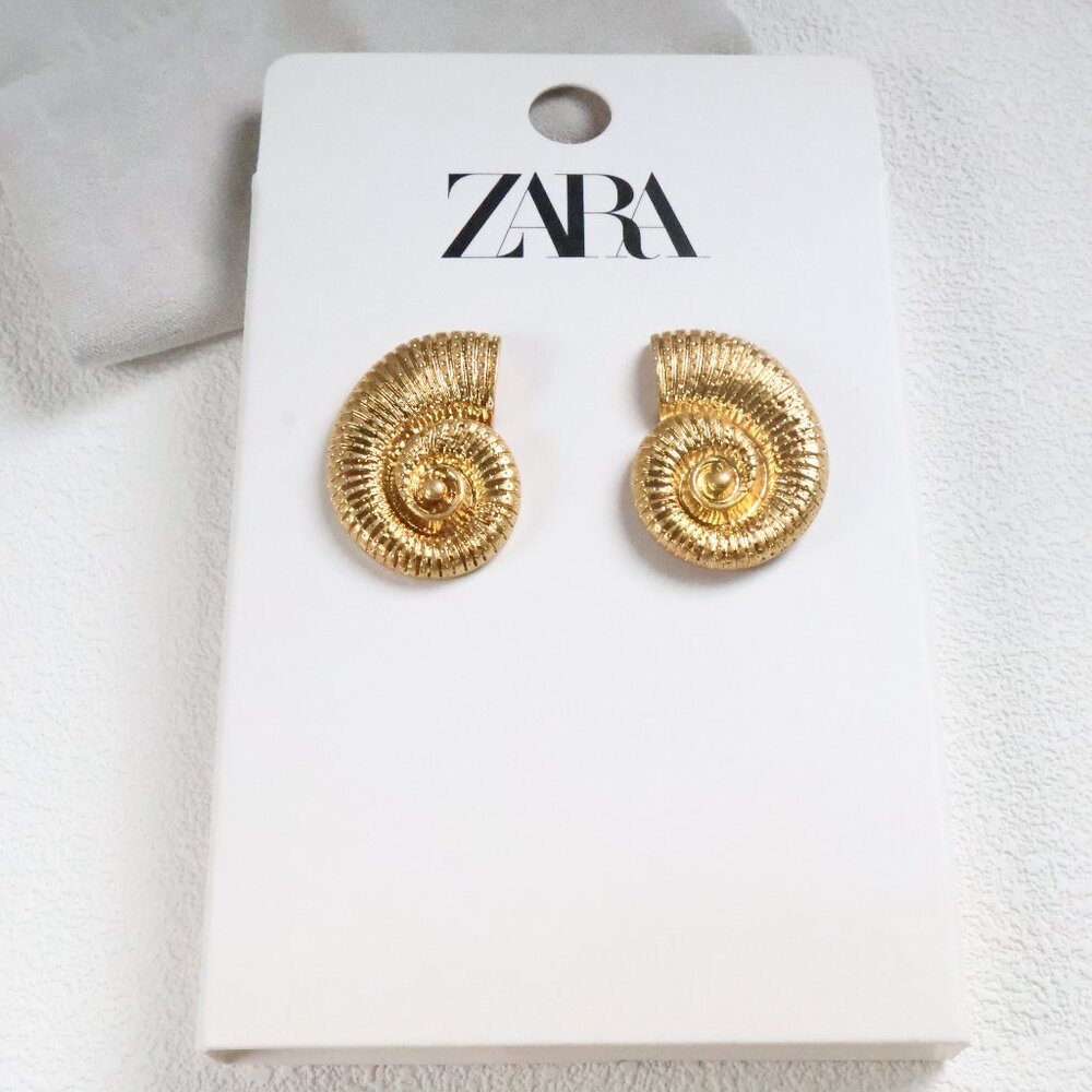 Zara Elegant Gold Spiral Earrings Fashion Statement Jewelry Trendy Accessories